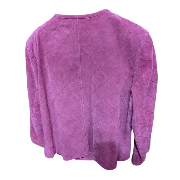 Pink Suede Leather Quilted Jacket Chicos Size 2 (Women's Size 12) - Picture 5 of 7